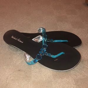 blur rhinestoned sandals
